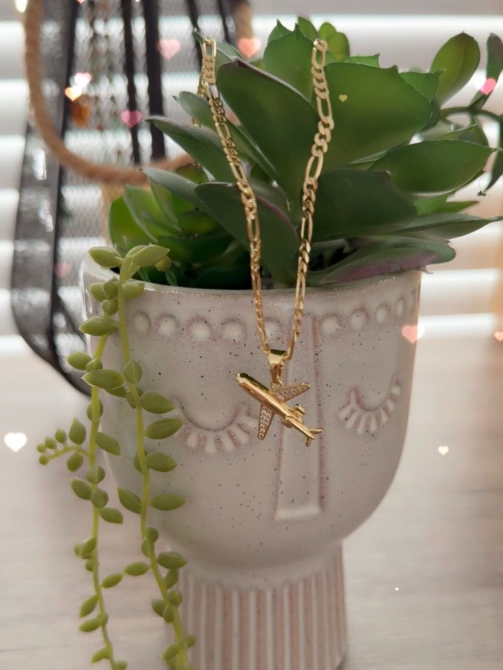 Gold Airplane Pendant Necklace - Classic Women’s Jewelry